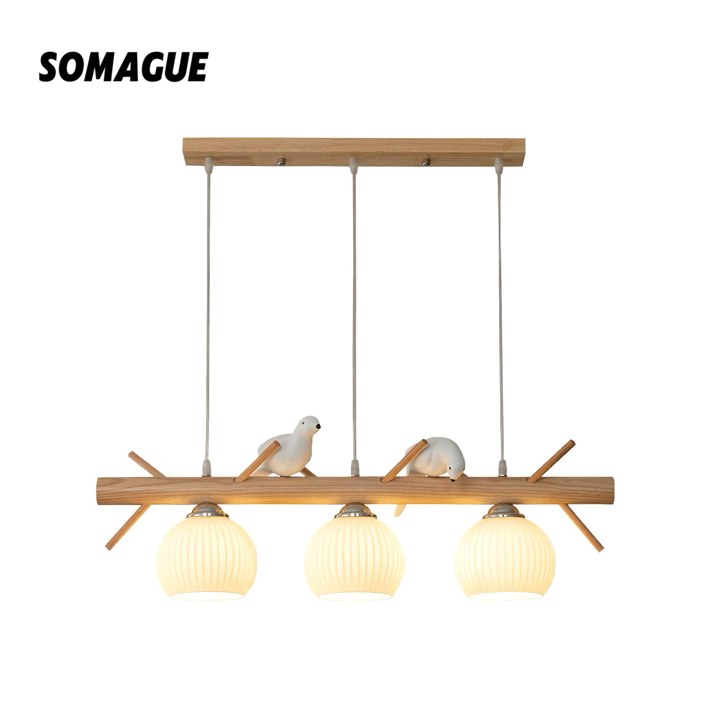 Nexa Pendant Light Country Rustic Style Bird Wood Glass Living Room Bedroom