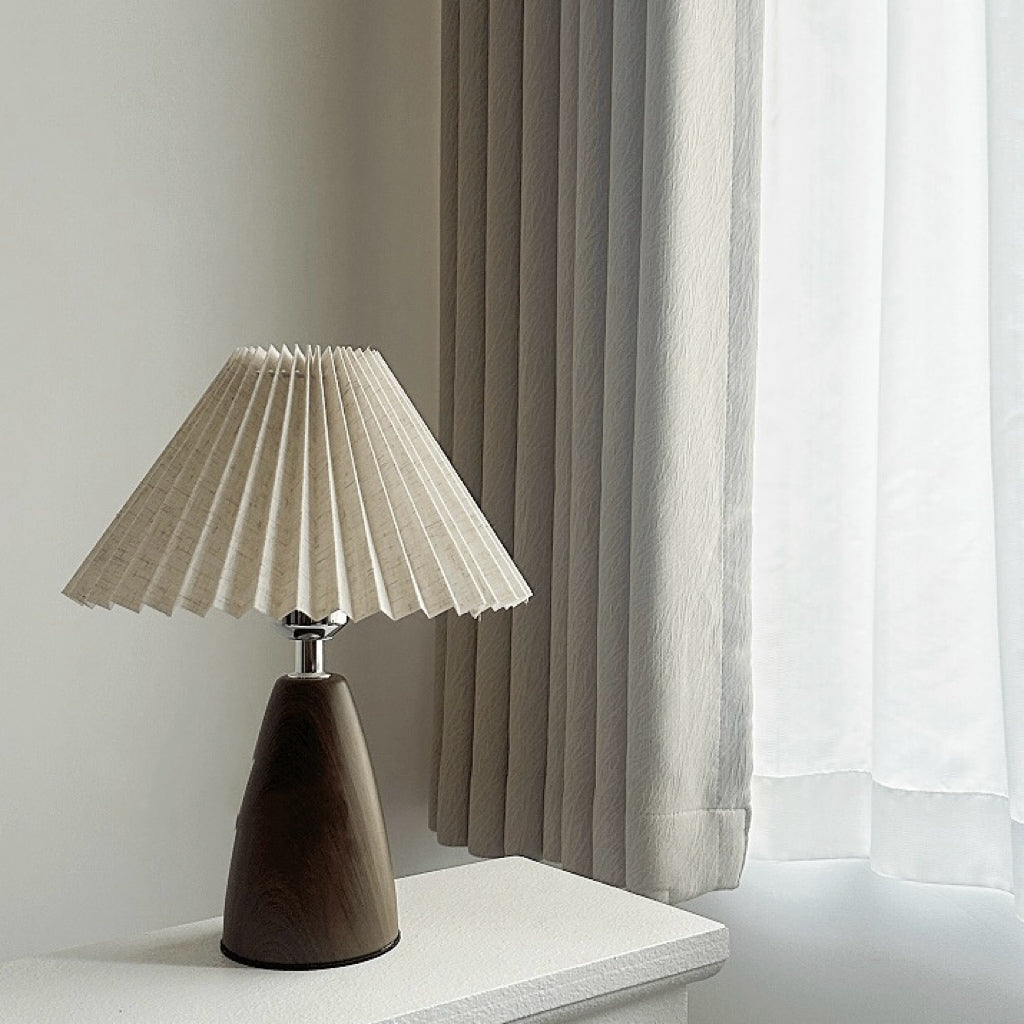 Mode Table Lamp Scandinavian Walnut Tapered Ceramic Living Room