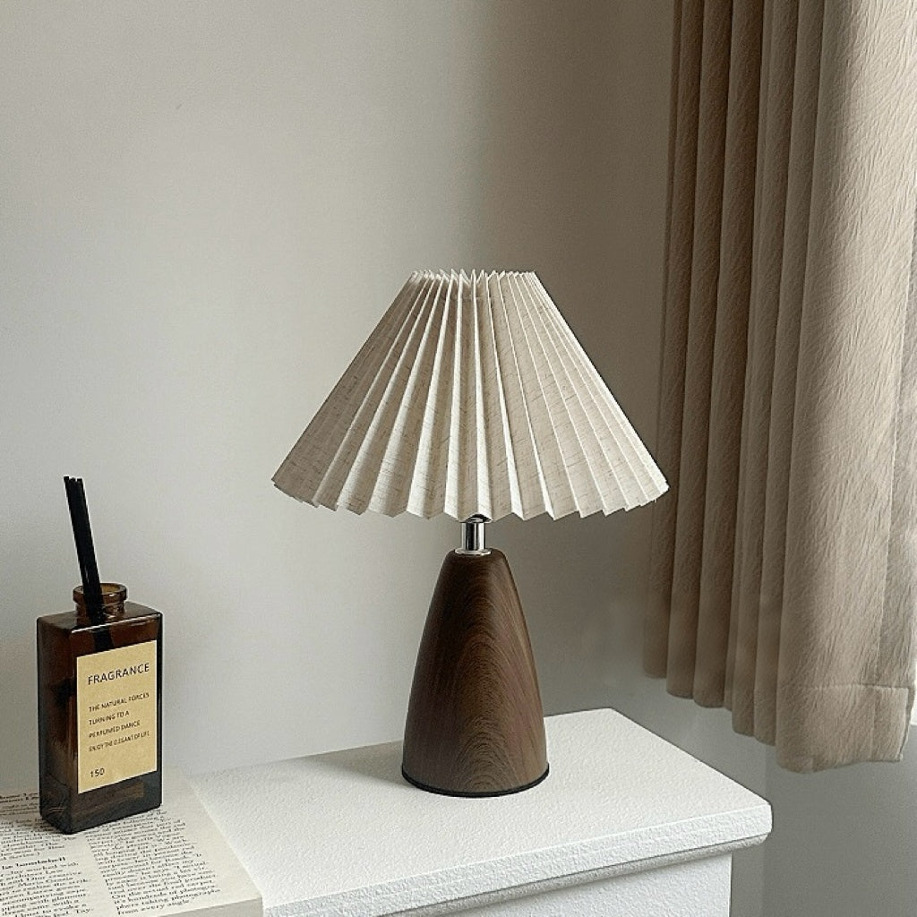 Mode Table Lamp Scandinavian Walnut Tapered Ceramic Living Room