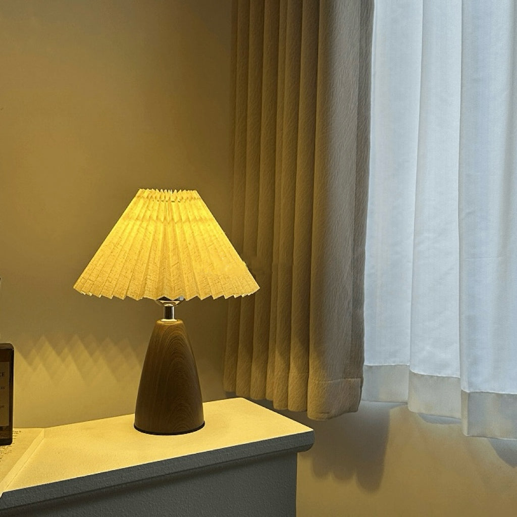 Mode Table Lamp Scandinavian Walnut Tapered Ceramic Living Room