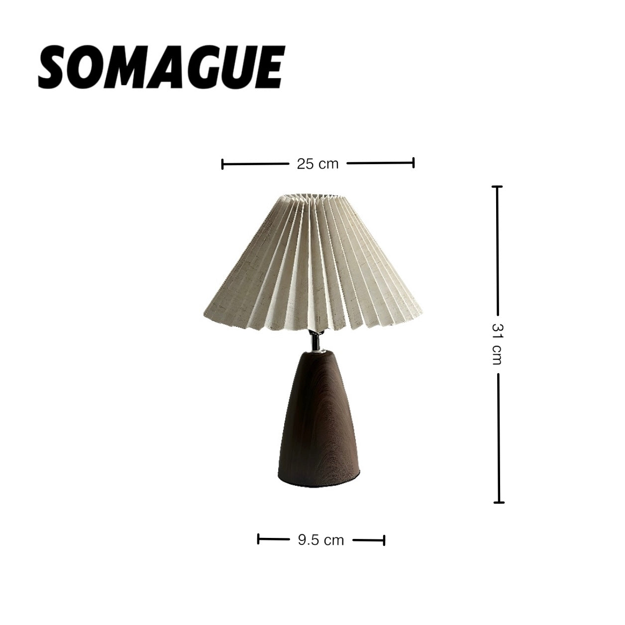 Mode Table Lamp Scandinavian Walnut Tapered Ceramic Living Room