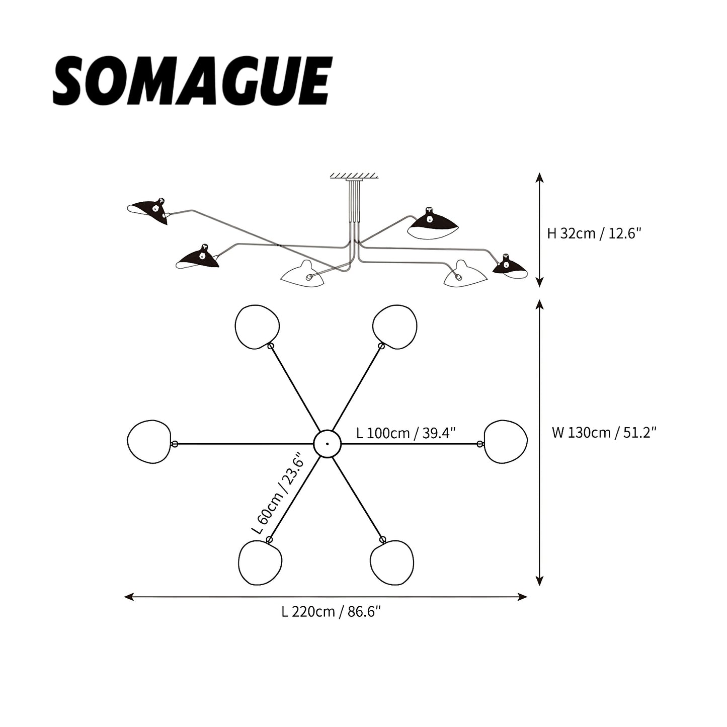Aura Chandelier Modern Originality Simple Metal Living Room Bedroom
