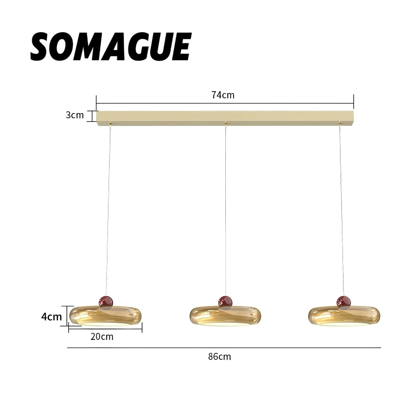 Yono Pendant Light Modern Creamy Style Line Acrylic Glass Living Room
