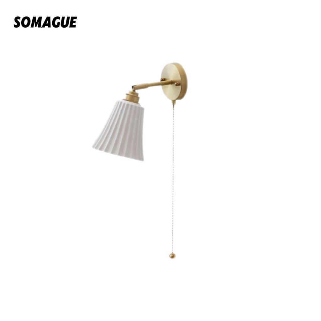 Mode Wall Lamp Modern Pull Cord Metal Ceramics Indoor Bedroom
