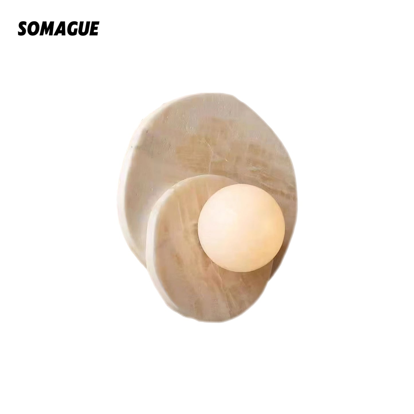 Noncu Wall Lamp Vintage French LED Jade Stone Glass Indoor Living Room