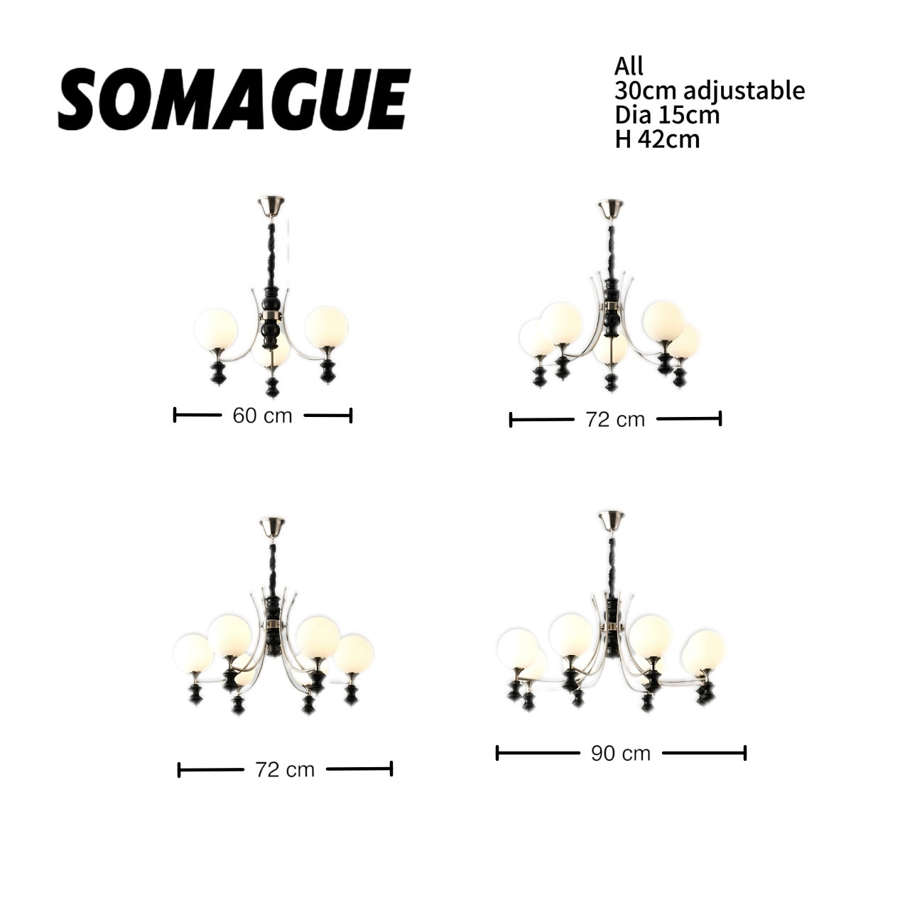 Aura Chandelier Vintage LED Indoor White Glass Living Room