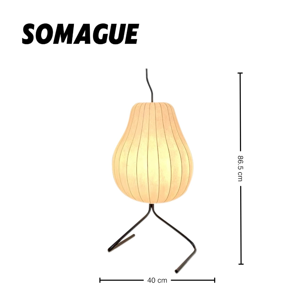 Yono Floor Lamp Modern Wabi-Sabi Silk Pear Shade Living Room
