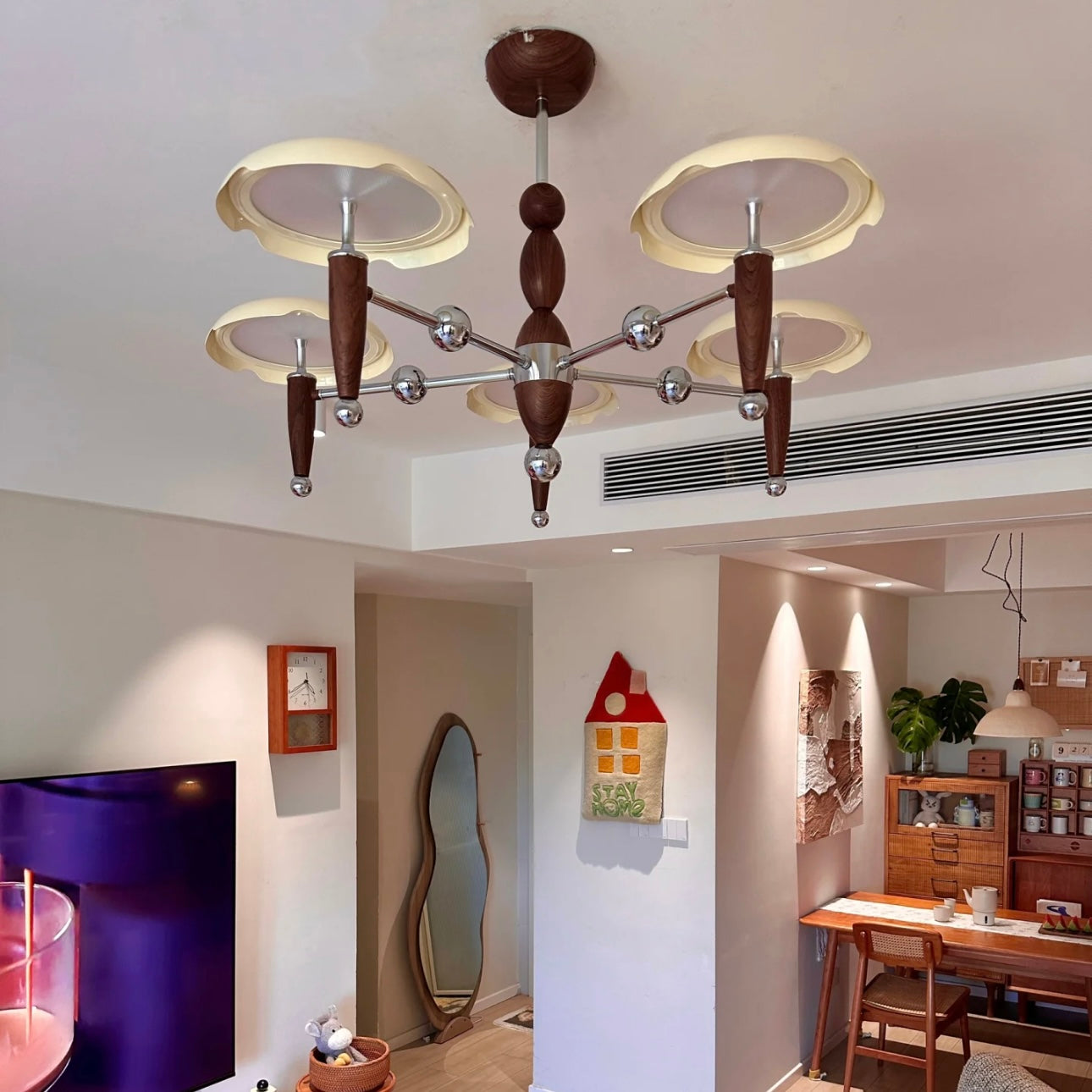 Aura Chandelier Vintage Bauhaus Creamy Indoor Acrylic Living Room