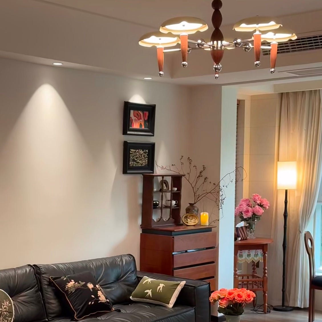 Aura Chandelier Vintage Bauhaus Creamy Indoor Acrylic Living Room