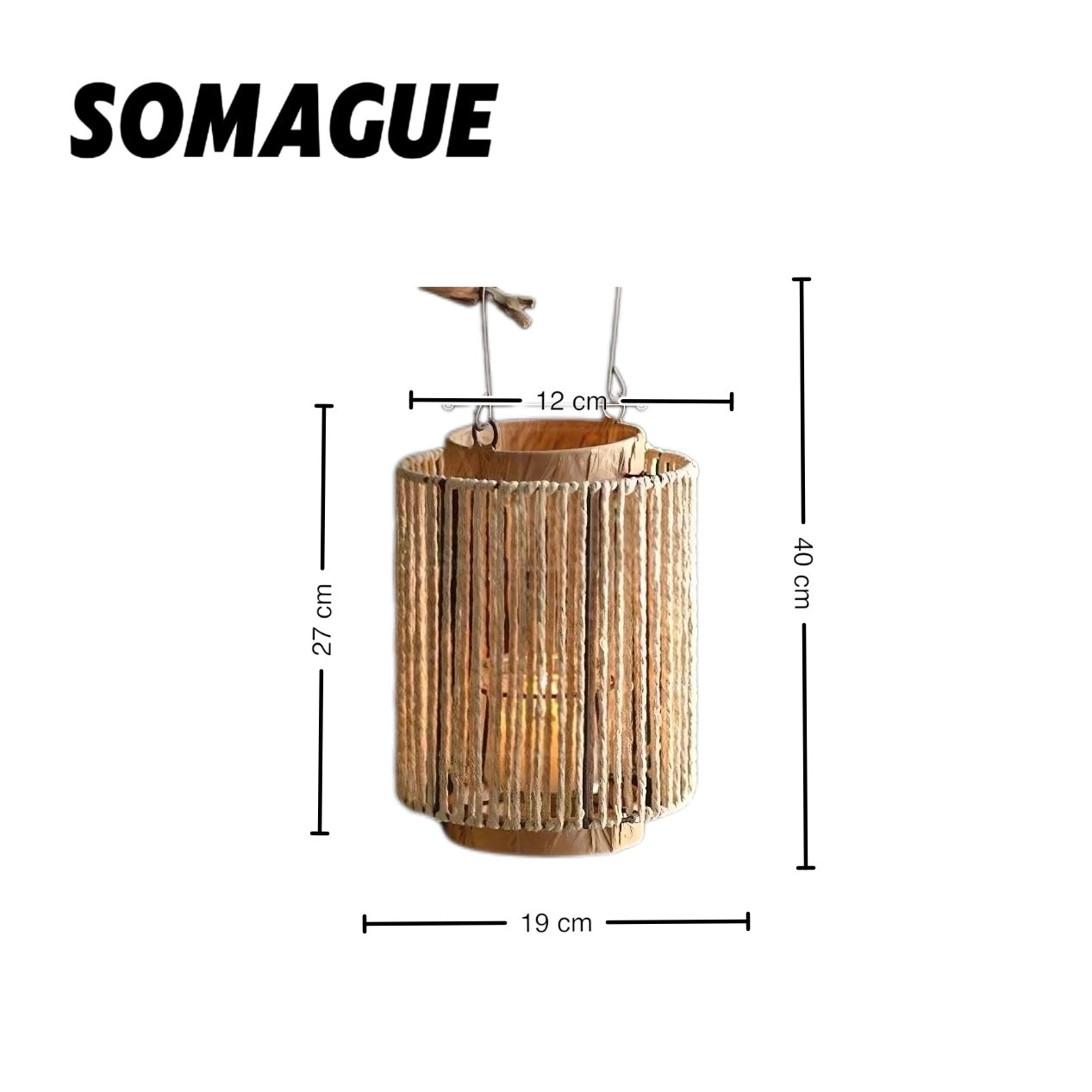 Noncu Pendant Light Vintage Indoor Wood Metal Living Room Garden