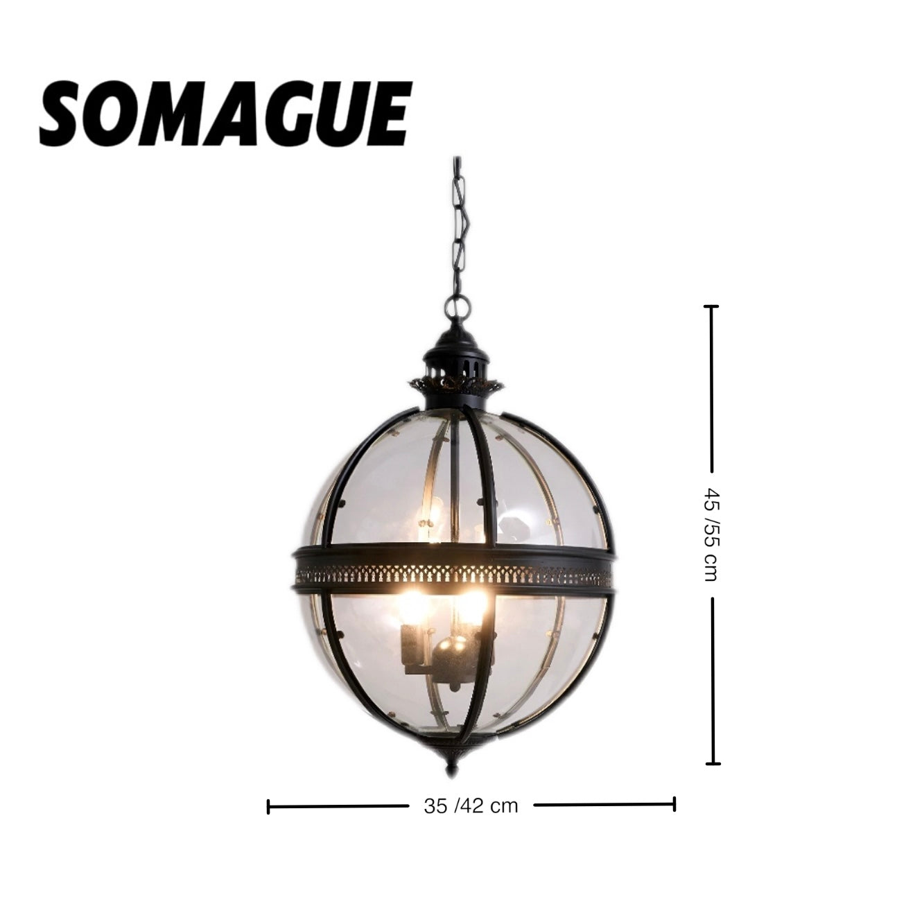 Nexa Pendant Light Vintage Glass Metal Black Dining Room Bedroom