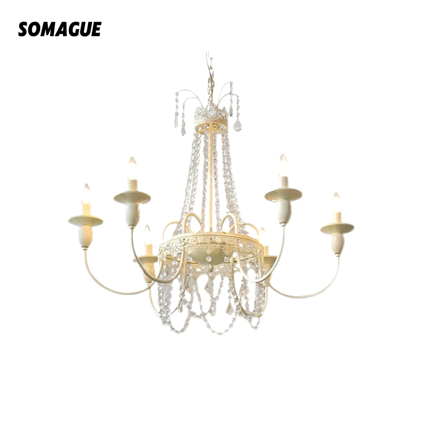 Aura Chandelier Vintage Creamy Indoor Crystal Living Room Bedroom