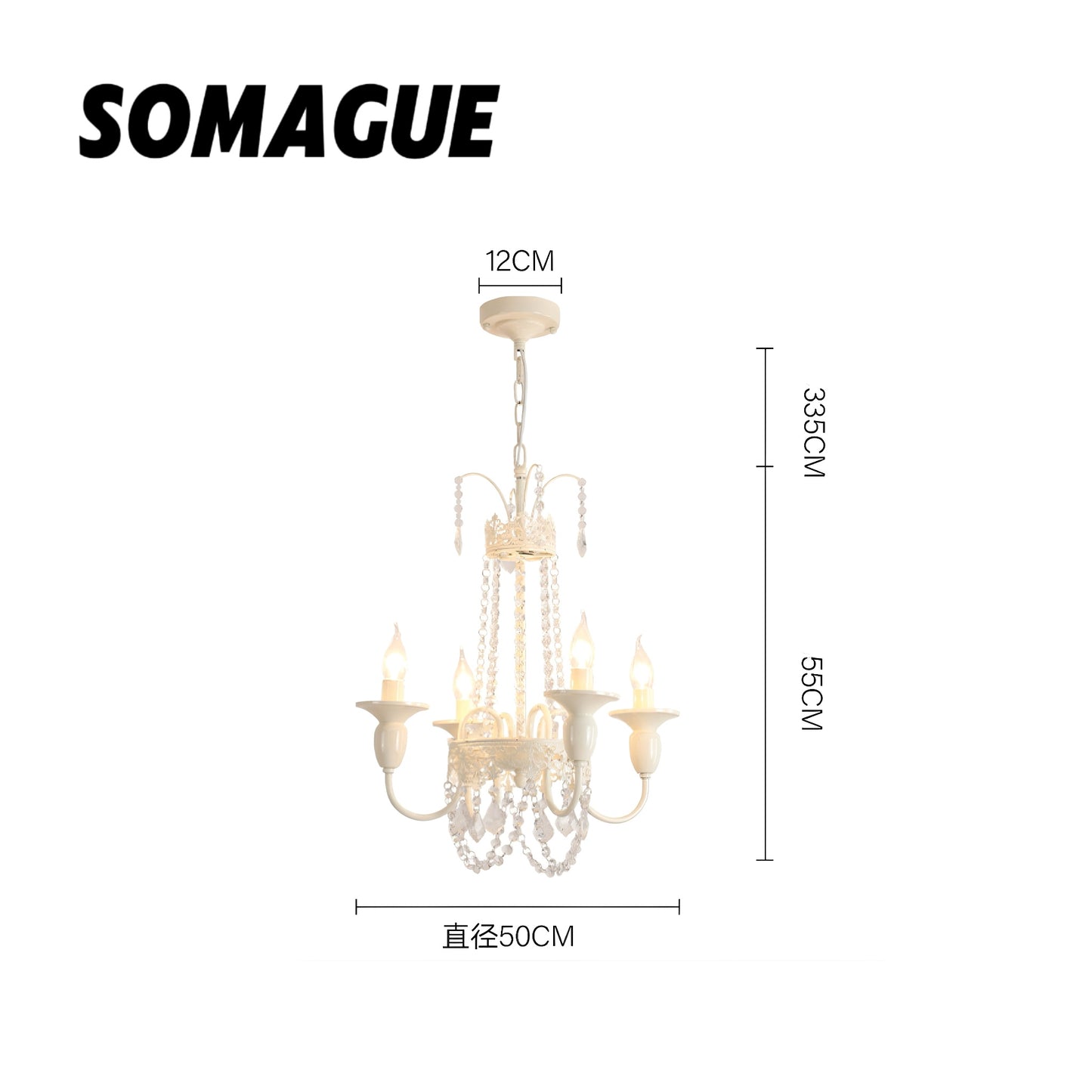 Aura Chandelier Vintage Creamy Indoor Crystal Living Room Bedroom