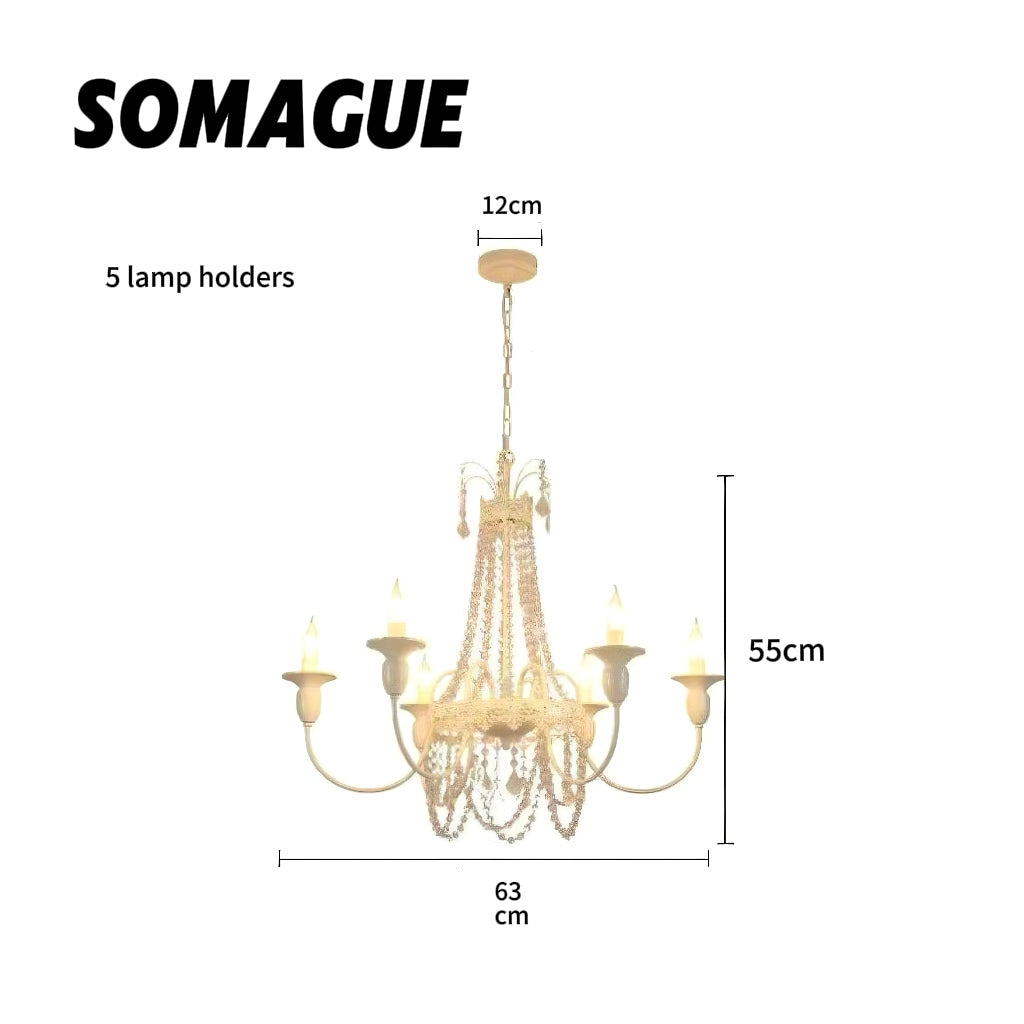 Aura Chandelier Vintage Creamy Indoor Crystal Living Room Bedroom