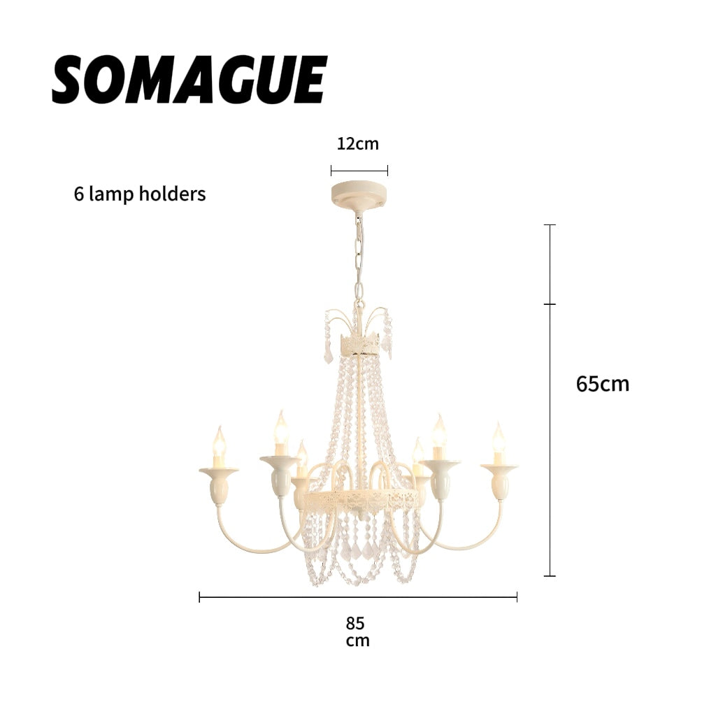 Aura Chandelier Vintage Creamy Indoor Crystal Living Room Bedroom