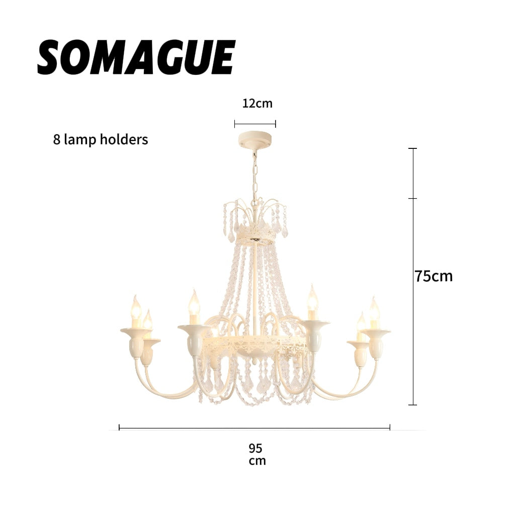 Aura Chandelier Vintage Creamy Indoor Crystal Living Room Bedroom