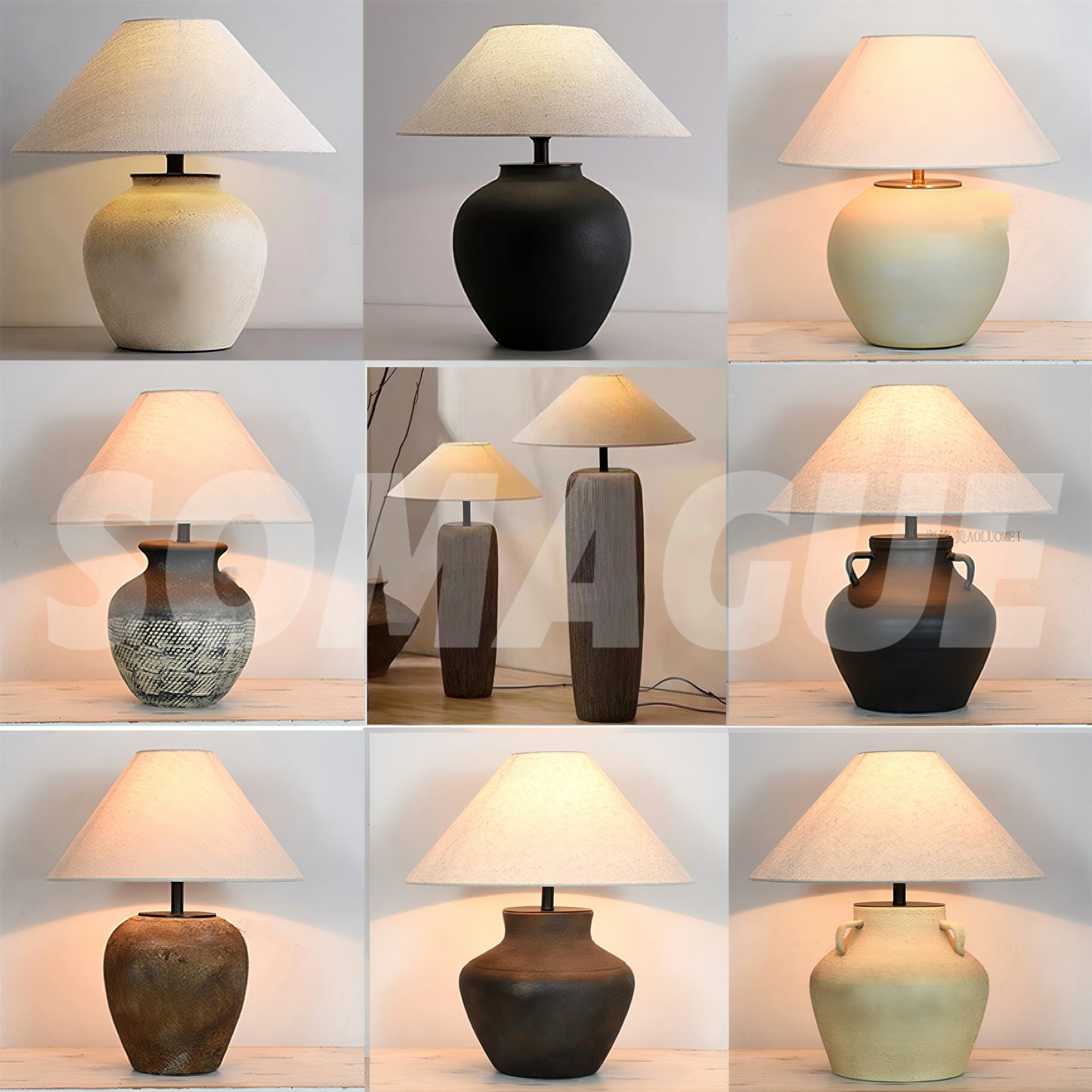 Zephyra Table Lamp Vintage Wabi-Sabi Indoor Ceramic Bedroom
