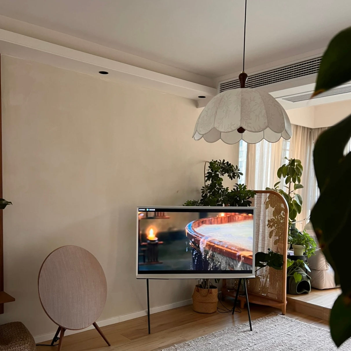 Mode Pendant Light Vintage Indoor Wood Cloth Living Room Bedroom