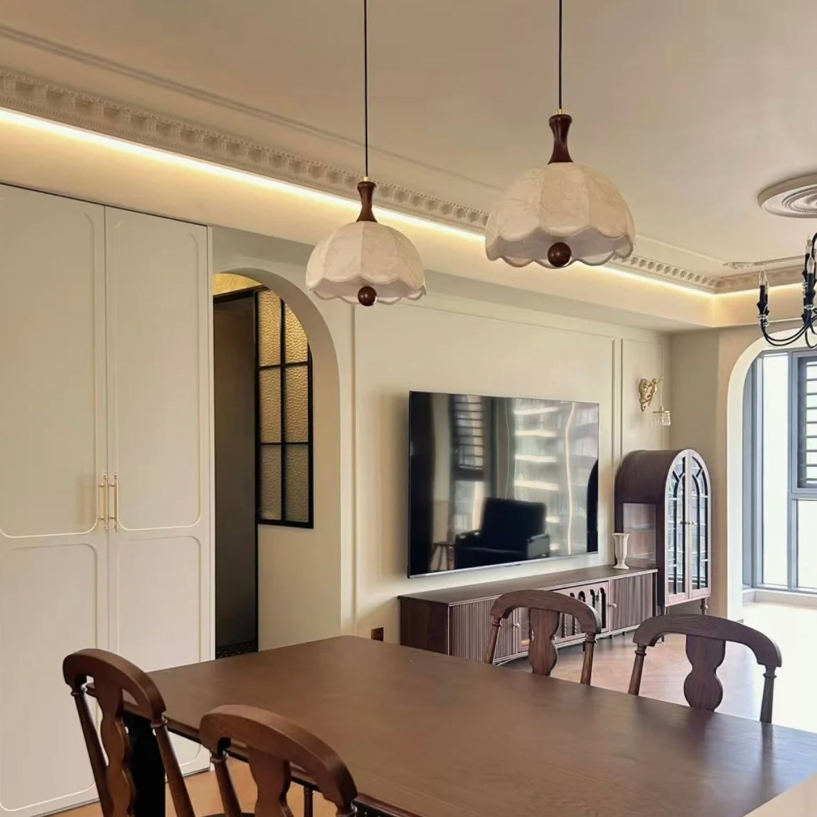 Mode Pendant Light Vintage Indoor Wood Cloth Living Room Bedroom
