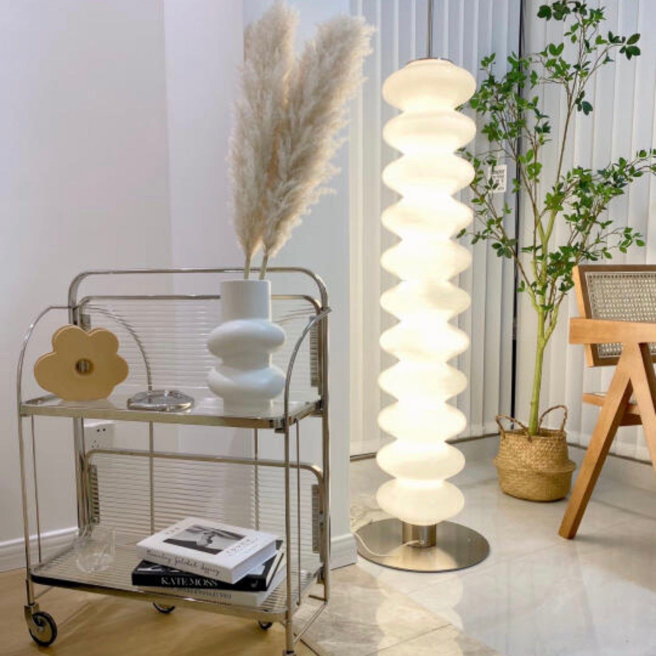 Elys Floor Lamp Modern Creamy Indoor Acrylic Living Room Bedroom