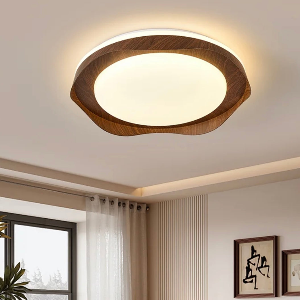 Mode Flush Mount Ceiling Light Vintage Walnut Indoor Living Room