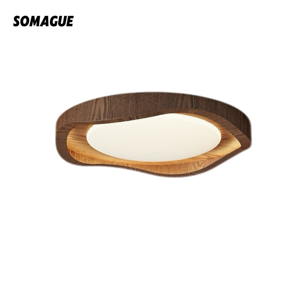 Mode Flush Mount Ceiling Light Vintage Walnut Indoor Living Room