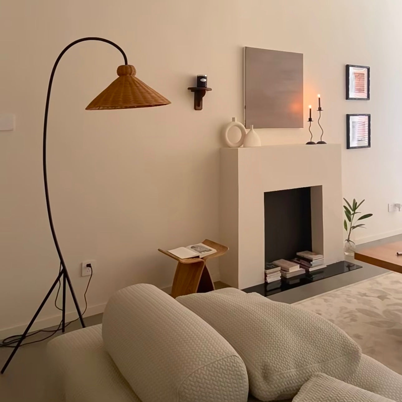Noncu Floor Lamp Vintage Rattan Simply Metal Living Room Bedroom
