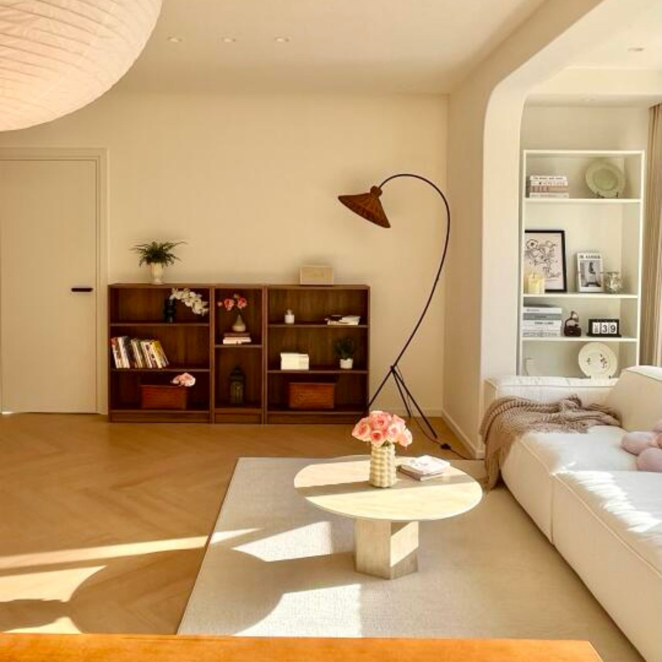 Noncu Floor Lamp Vintage Rattan Simply Metal Living Room Bedroom