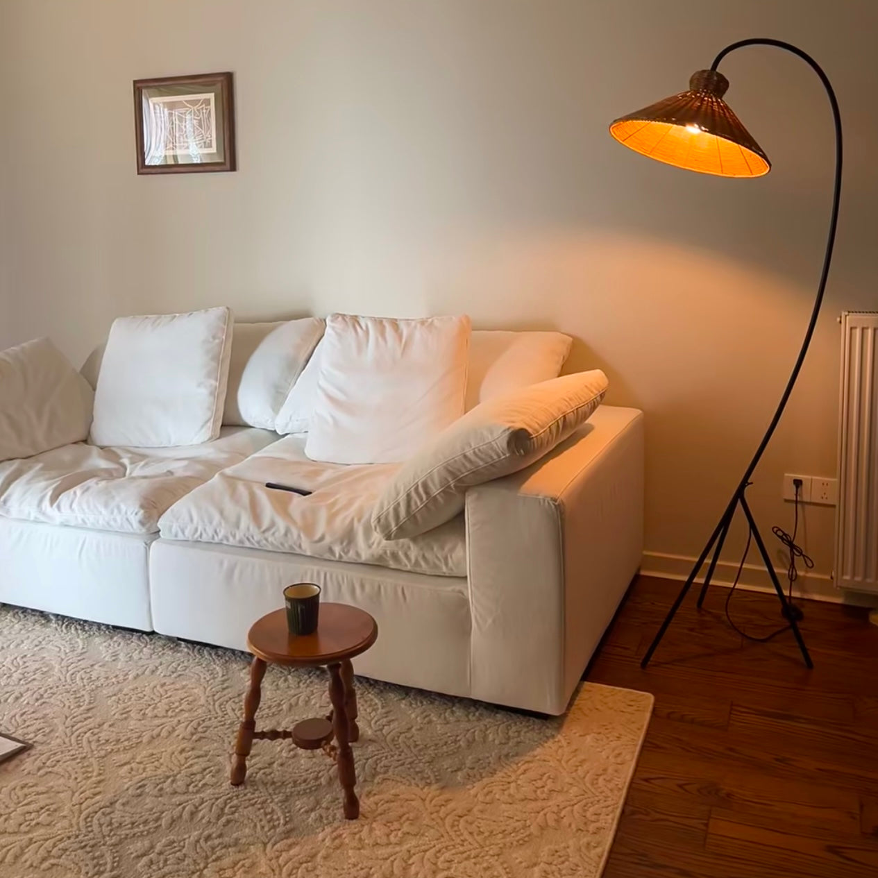 Noncu Floor Lamp Vintage Rattan Simply Metal Living Room Bedroom