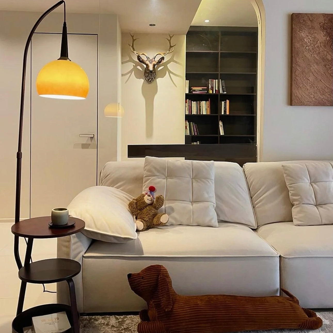 Mode Floor Lamp Modern Wireless Charging Wood Living Room