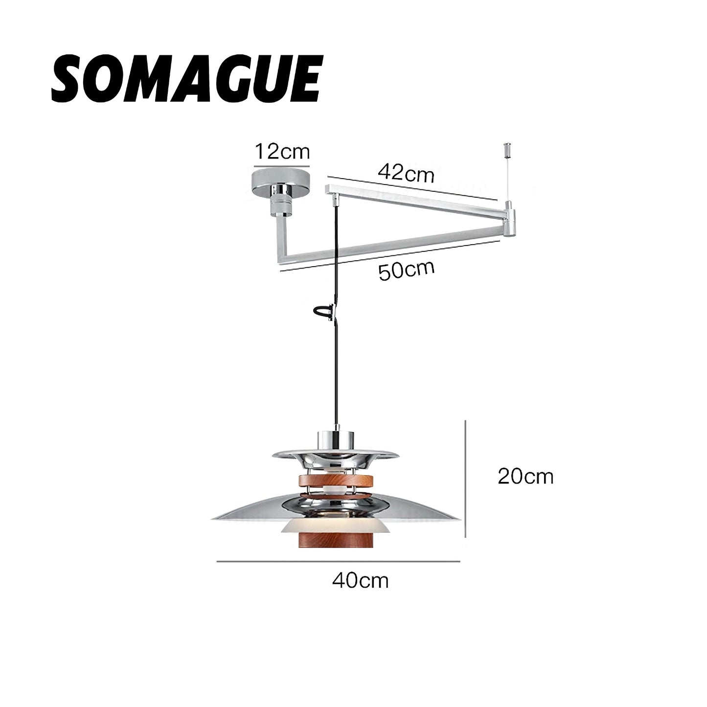Nexa Pendant Light Modern Articulating Arm Metal Glass Living Room Bedroom