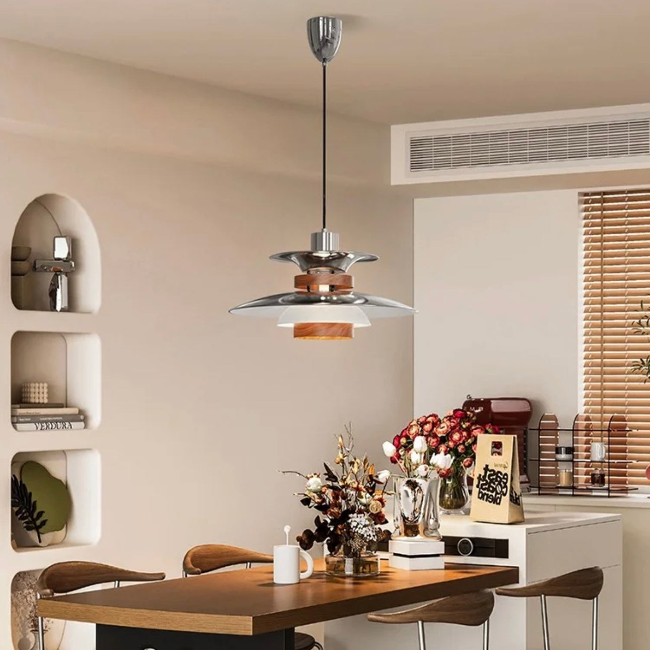 Nexa Pendant Light Modern Articulating Arm Metal Glass Living Room Bedroom