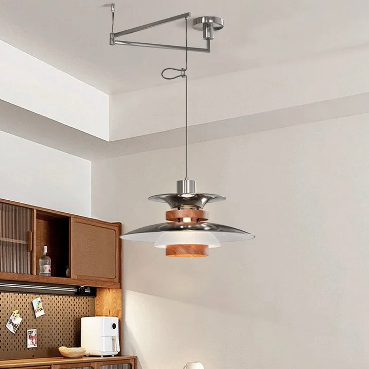 Nexa Pendant Light Modern Articulating Arm Metal Glass Living Room Bedroom
