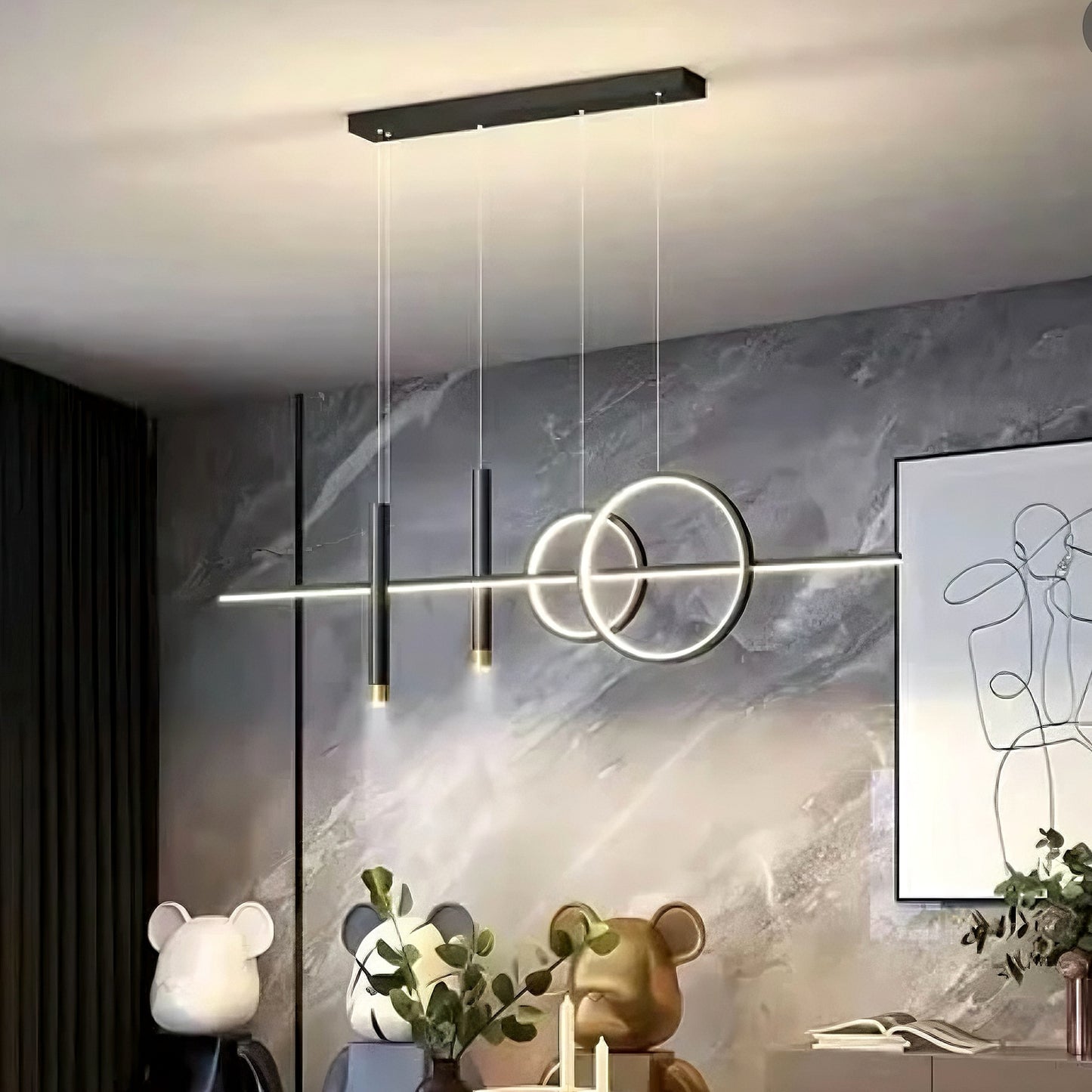 Elys Pendant Light Modern Linear Metal Bedroom Living Room