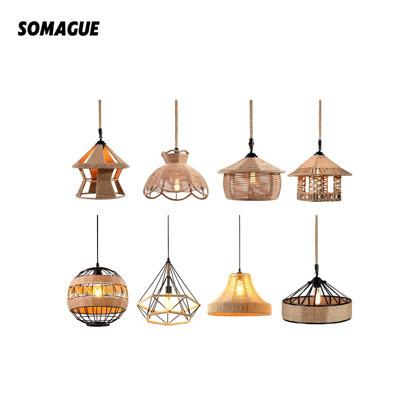 Noncu Pendant Vintage Handmade Twine Bedroom Living Room