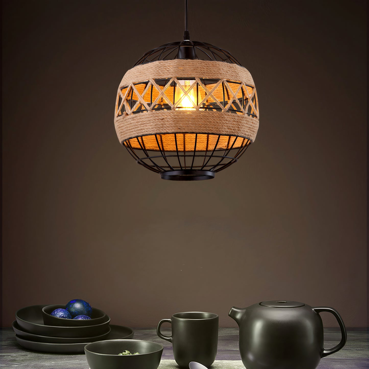 Noncu Pendant Vintage Handmade Twine Bedroom Living Room