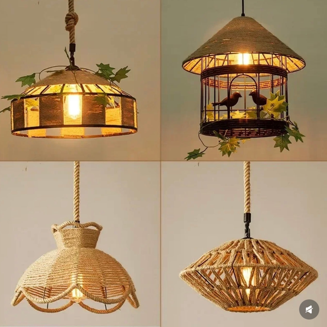 Noncu Pendant Vintage Handmade Twine Bedroom Living Room