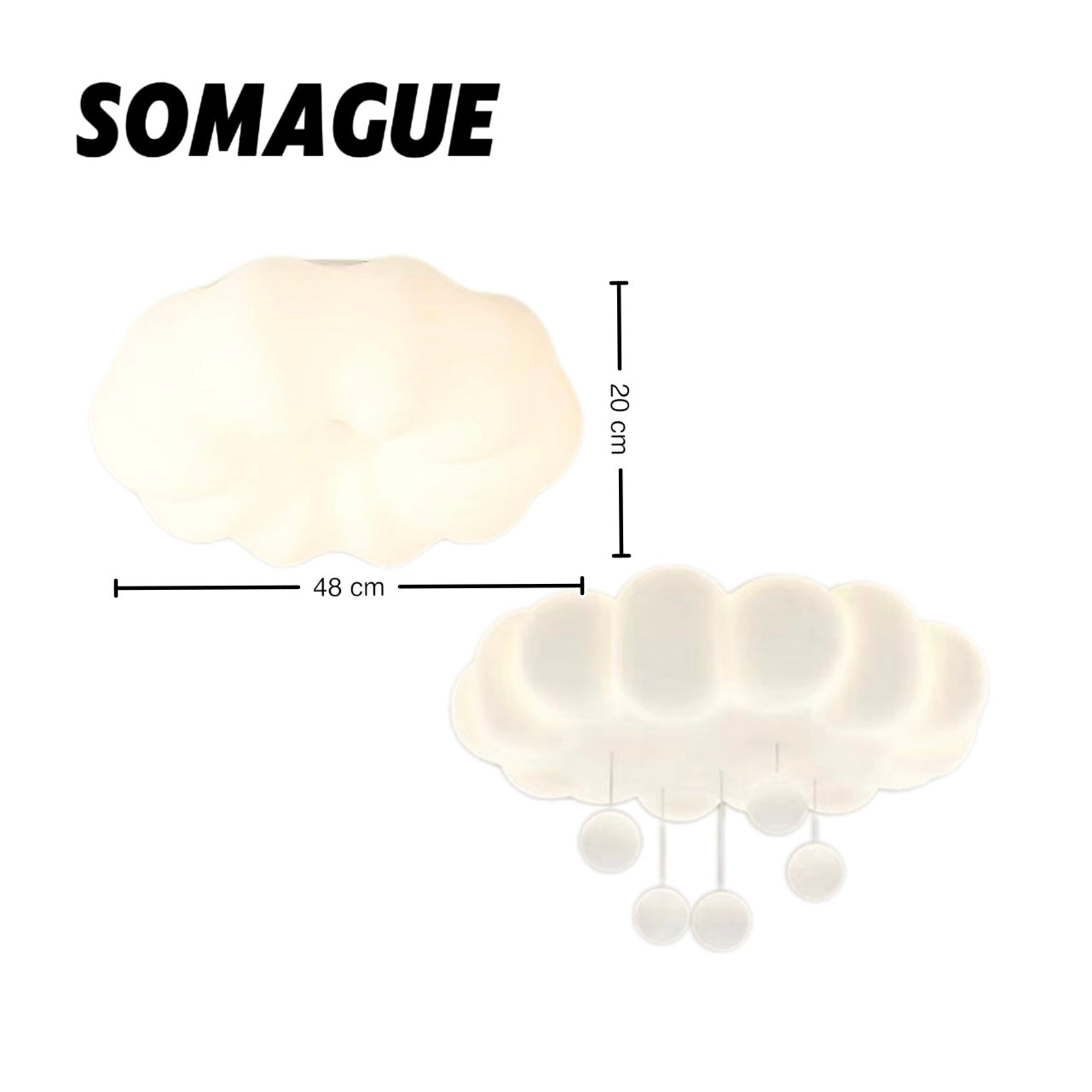 Aura Flush Mount Ceiling Light Simple Modern Cream PE Bedroom Kitchen