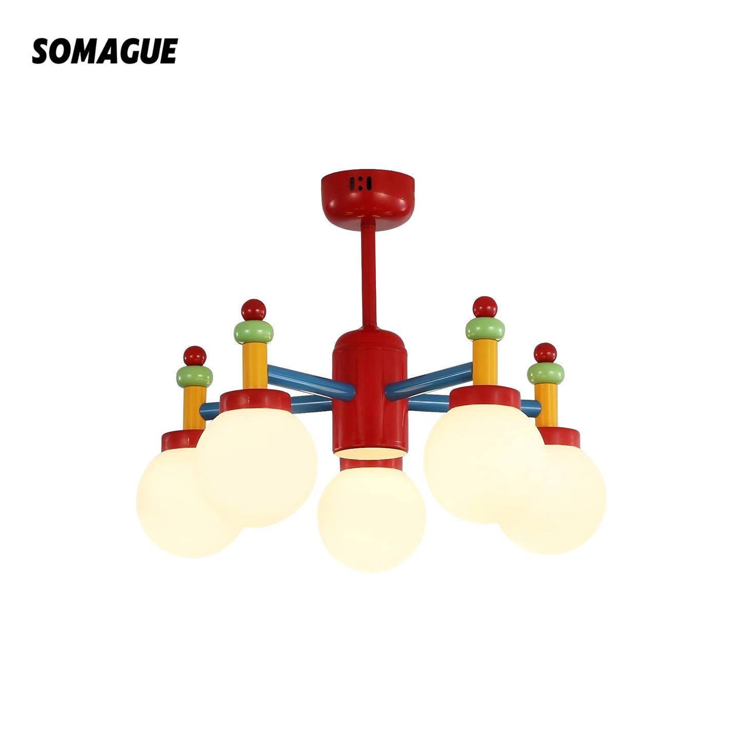 Yono Chandelier Memphis Colour Vintage Metal Glass Bedroom