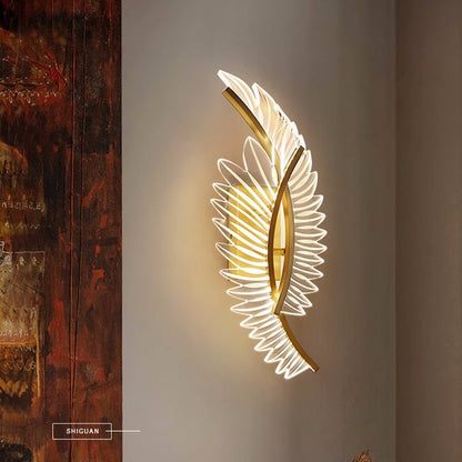 Yono Wall Lamp Modern Minimalist Wings Gold Metal Acrylic Living Room Bedroom