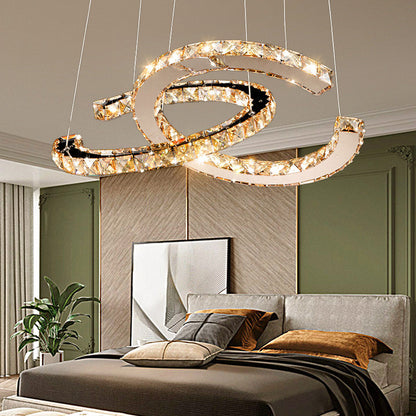 Elys Pendant Light Luxurious Ornate Crystal Metal Amber Transparent Living Room Bedroom