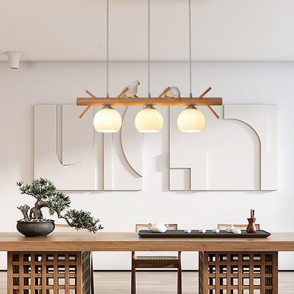Nexa Pendant Light Country Rustic Style Bird Wood Glass Living Room Bedroom
