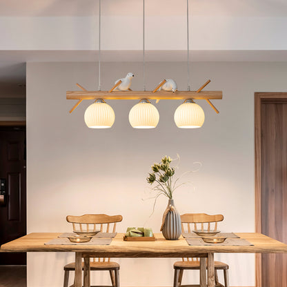 Nexa Pendant Light Country Rustic Style Bird Wood Glass Living Room Bedroom