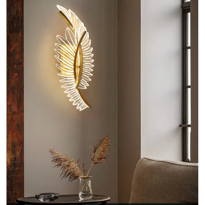 Yono Wall Lamp Modern Minimalist Wings Gold Metal Acrylic Living Room Bedroom
