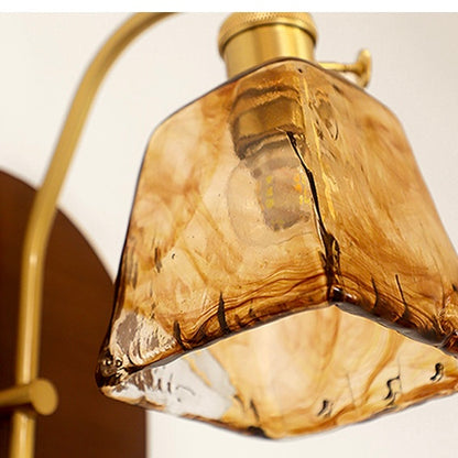 Mode Wall Lamp Classic Bronze Wood Glass Living Room Bedroom