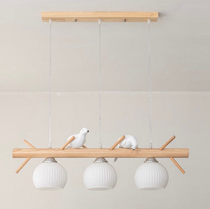 Nexa Pendant Light Country Rustic Style Bird Wood Glass Living Room Bedroom