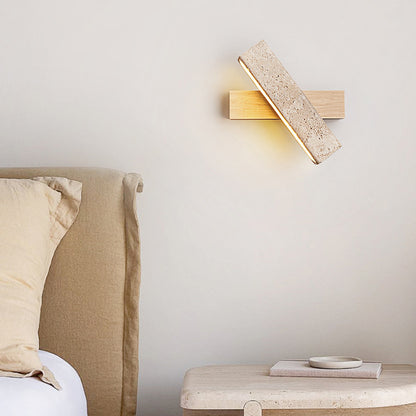 Nexa Wall Lamp Minimalist Natural Travertine Wood Adjustable Living Room Bedroom