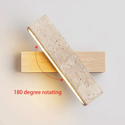 Nexa Wall Lamp Minimalist Natural Travertine Wood Adjustable Living Room Bedroom