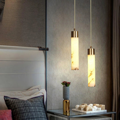 Mode Pendant Light Modern Brass Metal Alabaster Living Room Bedroom