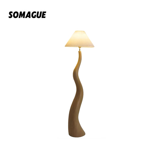 Mode Floor Lamp Handmade Wood-Shade Walnut Living Room Bedroom